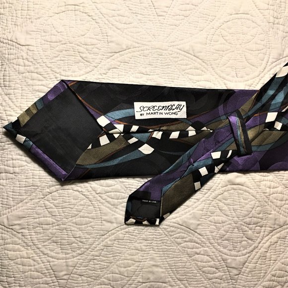 Vintage SCREENPLAY BY MARTIN WONG Silk Necktie - Picture 3 of 6